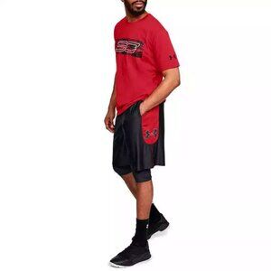 Under Armour Mens UA Perimeter Shorts 1317393-002 Black/Red Multi Sizes NWT